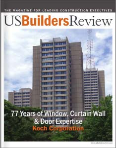 The cover of US Builders Review magazine featuring Koch Corporation's 77 years of expertise.